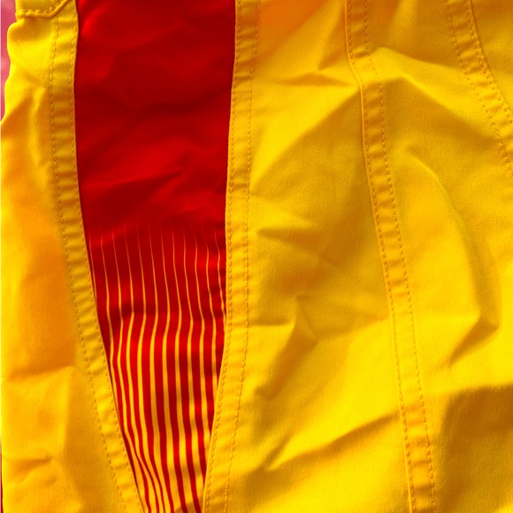 FOX VINTAGE Bright Yellow Red & Black Swim Trunks - Size 26 - Picture 3 of 7